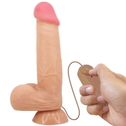 Dildo realist cu piele glisantă, Roz, 21.8 cm