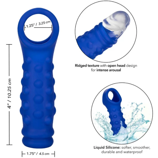 HUSĂ PENTRU PENIS CU MĂRGELE, Silicon lichid, Albastru