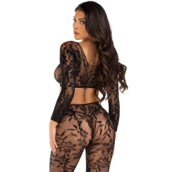 Set Top Scurt & Colanți - Dantelă Chantilly, Alb, Mărime Unică