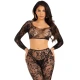 Set Top Scurt & Colanți - Dantelă Chantilly, Alb, Mărime Unică