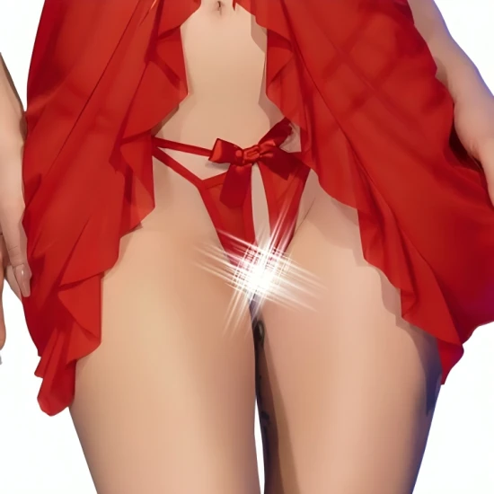 Babydoll și Tanga Roșu Seducător