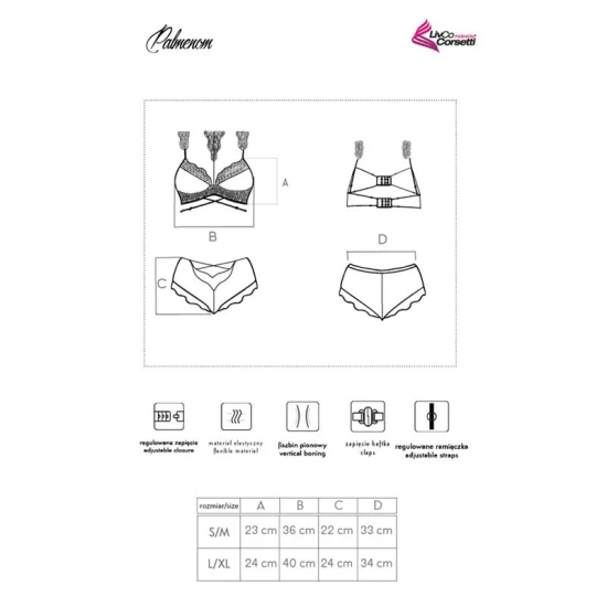Set Sutien + Chiloți - Dantelă și Material Transparent, Negru, L/XL