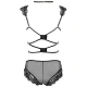 Set Sutien + Chiloți - Dantelă și Material Transparent, Negru, L/XL