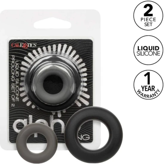 Inel Penis Alpha Prolong - Set de 2, Gri, Mărime Unică.