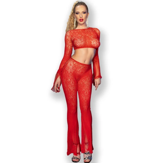 Set CR 4648 - Top & Pantaloni, Roșu, S/L