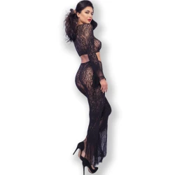 Set seamless top și pantaloni din nylon, roșu/negru, S/L