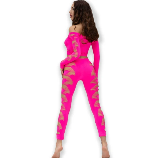 Top & pantaloni tip set, Roz fuchsia, S/L