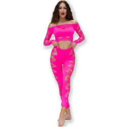 Top & pantaloni tip set, Roz fuchsia, S/L