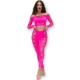 Top & pantaloni tip set, Roz fuchsia, S/L