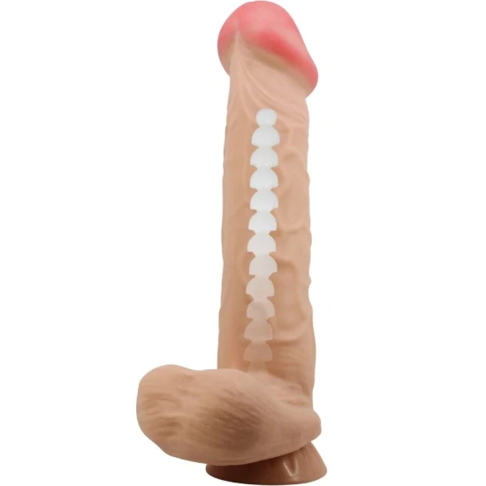 DILDO REALIST CU PIELE GLISANTĂ, CUPĂ DE SUCȚIE, Model Sliding Skin Series, Culoare Flesh, 26 cm