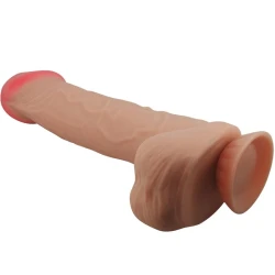 DILDO REALIST CU PIELE GLISANTĂ, CUPĂ DE SUCȚIE, Model Sliding Skin Series, Culoare Flesh, 26 cm