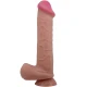 DILDO REALIST CU PIELE GLISANTĂ, Culoare Maro, 26 CM
