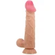 DILDO REALIST CU PIELE GLISANTĂ, CUPĂ DE SUCȚIE, 24 CM