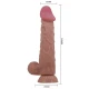 DILDO REALIST CU PIELE GLISANTĂ, CUPĂ DE SUCȚIUNE GLISANTĂ, Maro, 24 cm