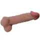DILDO REALIST CU PIELE GLISANTĂ, CUPĂ DE SUCȚIUNE GLISANTĂ, Maro, 24 cm