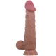 DILDO REALIST CU PIELE GLISANTĂ, CUPĂ DE SUCȚIUNE GLISANTĂ, Maro, 24 cm