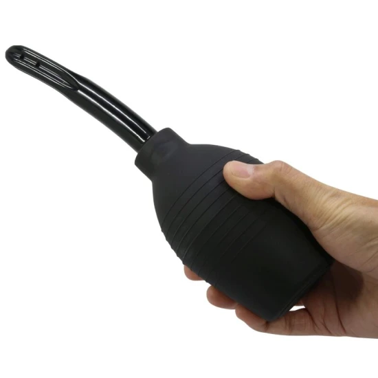 Duș anal din cauciuc, negru, USB reîncărcabil