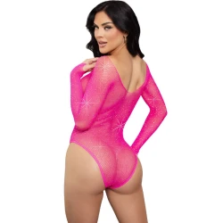 Body Crystalizat cu Mâneci Lungi - Fuchsia, Mărime Unică