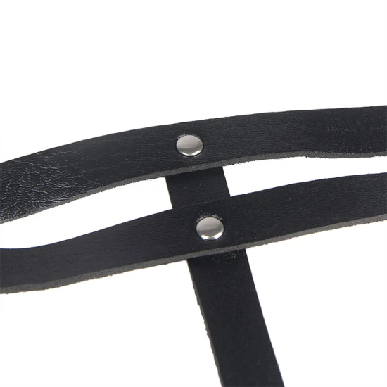 SUBBLIME - Curea tip lanț cu inele, din piele, Negru, One Size