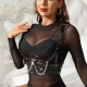 Ham Corset cu Detalii Lanț - Negru, Mărime Unică