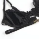Set 3 Piese Sutien + Tanga + Jartieră Dantelă - Negru, L/XL