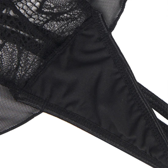 Teddy din dantelă, negru, L/XL, cu guler tip halter și fustă din tulle