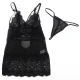 Babydoll din dantelă transparentă, negru, L/XL