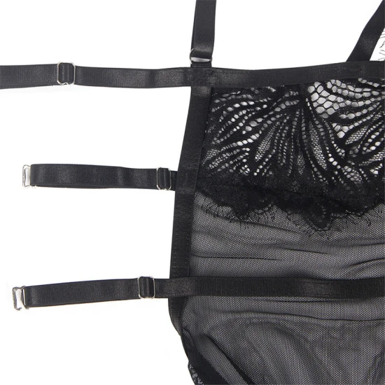 Babydoll din dantelă transparentă, negru, L/XL
