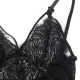 Babydoll din dantelă transparentă, negru, L/XL