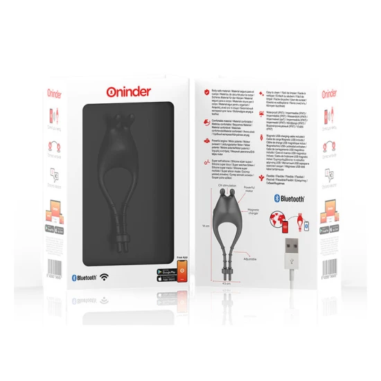 Inel vibrator reîncărcabil reglabil, Roz/negru, 10 trepte - control prin aplicație gratuită