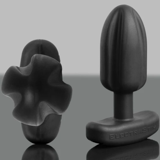 Plug anal electostimulare quadripolar din silicon, negru
