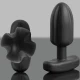 Plug anal electostimulare quadripolar din silicon, negru