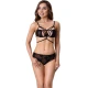 Set Sutien + Chilot - Dantelă cu Plasă, Negru, S/M