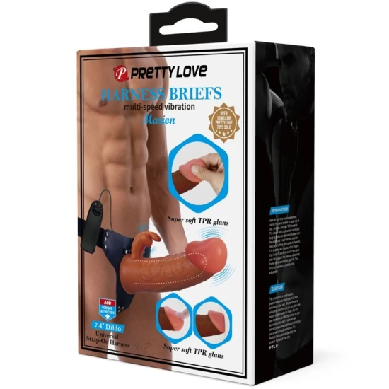 Ham Marion, Universal Briefs With Vibrații Dildo 19 Cm, Brown