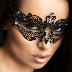 Masca Neagra Eleganta cu Cristale, Negru