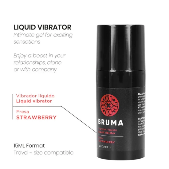 Vibrator lichid tip pai ultra-alunecare, Căpșună, 15 ml