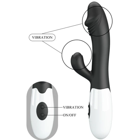 Vibrator G-Spot și clitoridian din silicon ABS, negru