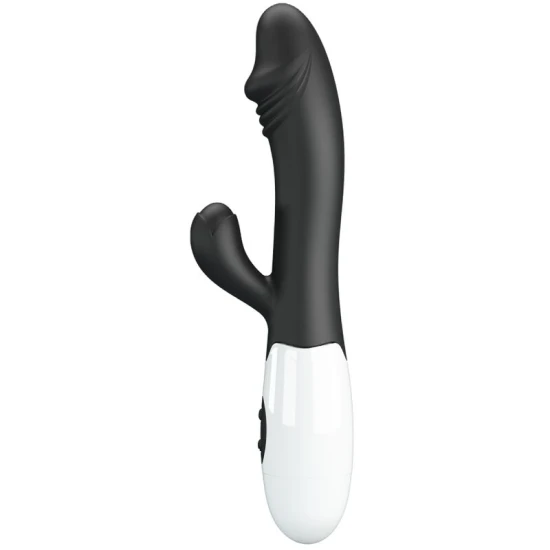 Vibrator G-Spot și clitoridian din silicon ABS, negru