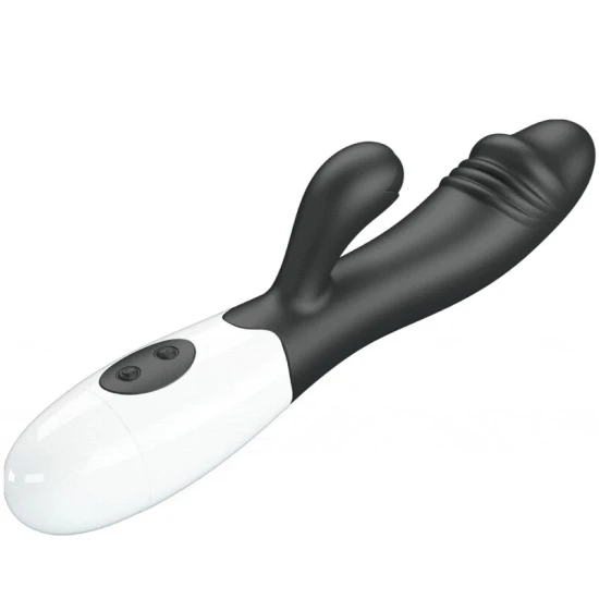 Vibrator G-Spot și clitoridian din silicon ABS, negru