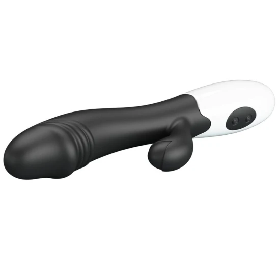 Vibrator G-Spot și clitoridian din silicon ABS, negru