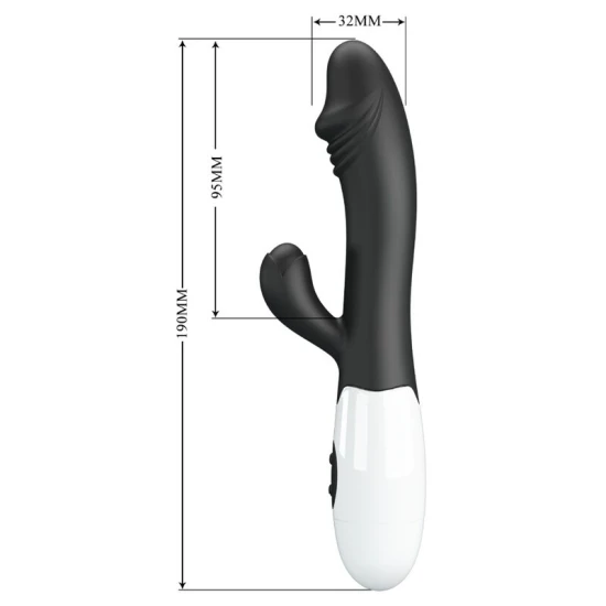 Vibrator G-Spot și clitoridian din silicon ABS, negru