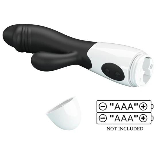 Vibrator G-Spot și clitoridian din silicon ABS, negru