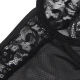 Teddy cu Portjartier cu Detalii din Dantelă și Benzi - Negru, L/XL