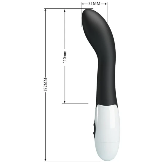 Vibrator G-spot curbat din ABS silicon, negru