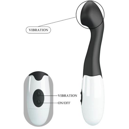 Vibrator G-Spot din silicon, negru, 30 moduri