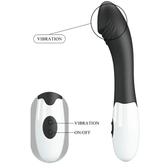 Vibrator G-Spot din silicon, negru, 30 moduri