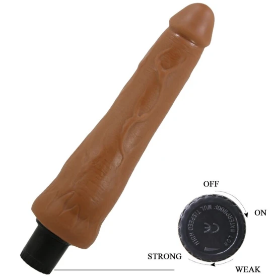 Vibrator Realistic Alfredo - Vibrează intens, Maro, 21.5 cm x 4 cm.