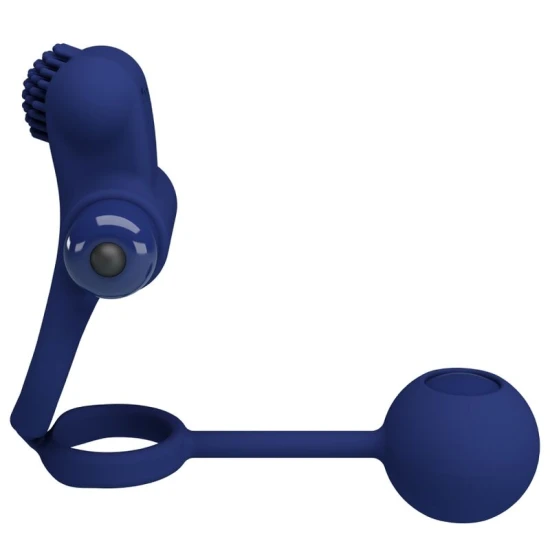 Inel Vibrator dublu pentru penis, Albastru