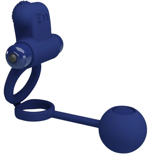 Inel Vibrator dublu pentru penis, Albastru