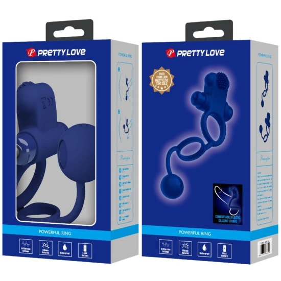 Inel Vibrator dublu pentru penis, Albastru